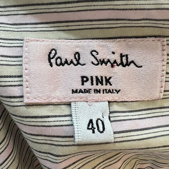 PAUL SMITH Gray Pink Stripe Long Sleeve Button Down Collared Shirt Size EU 40 - Picture 6 of 6